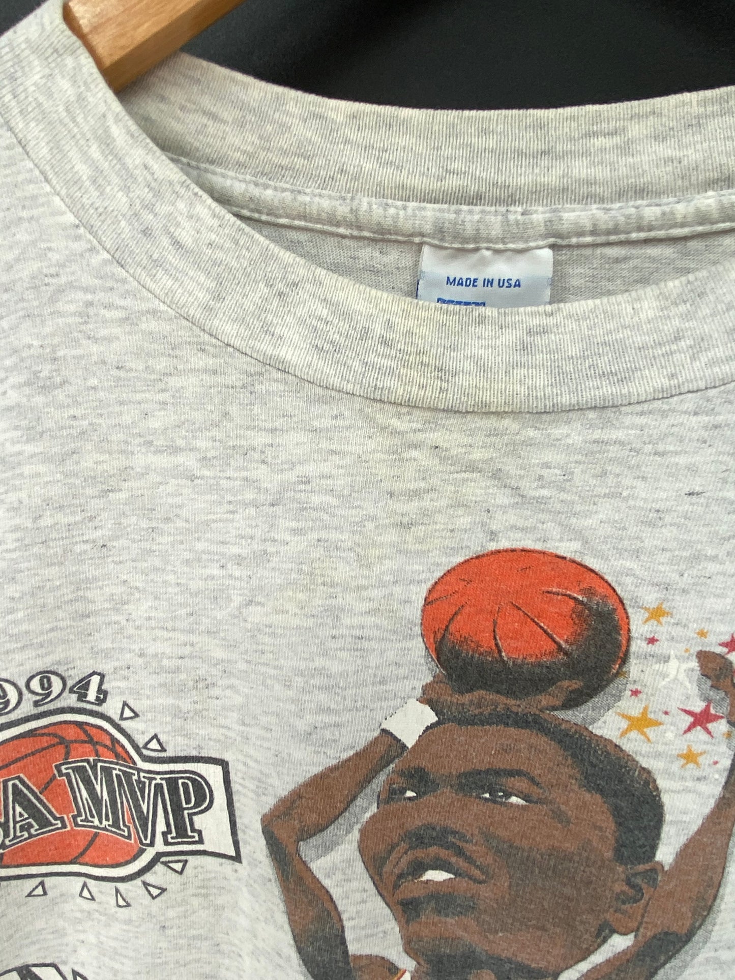 1994 Hakeem Olajuwon Houston Rockets Made in USA Size XL Vintage NBA T-Shirt / 9291