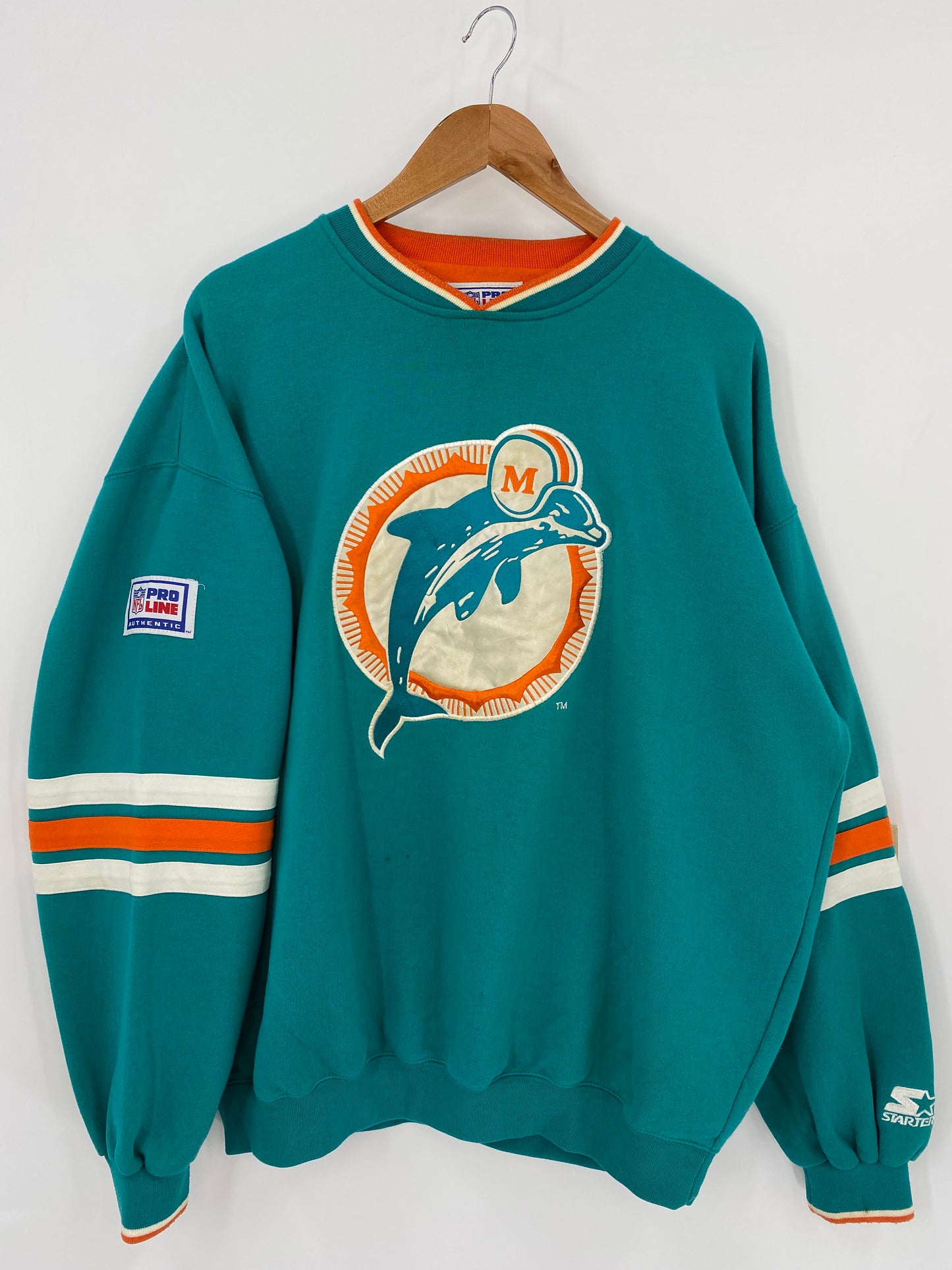 90’s STARTER x MIAMI DOLPHINS Size XL Vintage NFL Sweat-Shirts / K3778
