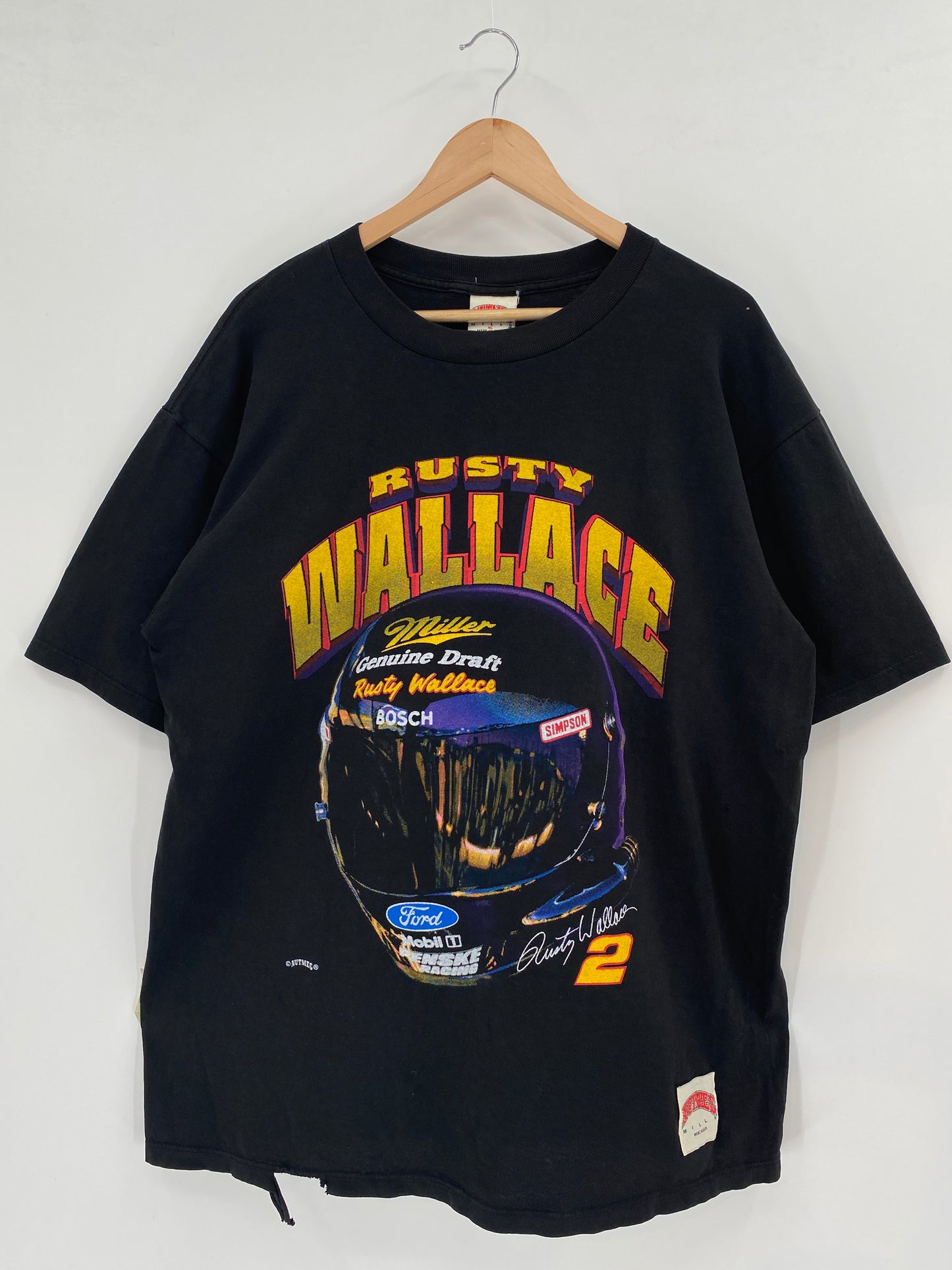 90’s RUSTY WALLACE MADE IN USA Size XL Vintage Racing T-Shirt / K1960