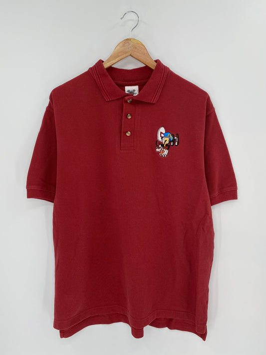 00' DISNEY GOOFY Size L Vintage Polo-Shirt / E810