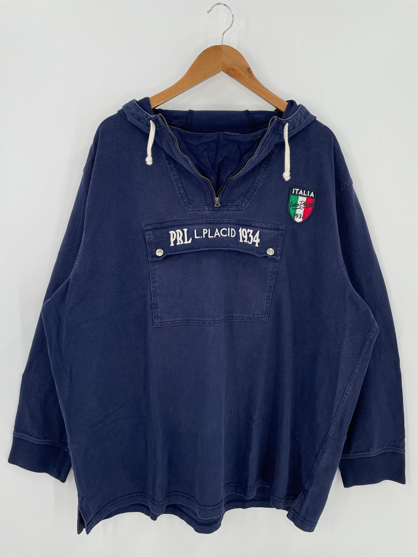90's POLO RALPH LAUREN LAKE PLACID 1934 ITALIA Size XXL Vintage Half-Zip Hoodie Rugby-Shirts / k476