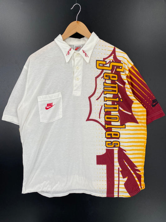 90’s Silver tag NIKE SEMINOLES MADE IN USA Size L Vintage Polo-Shirt / K1970