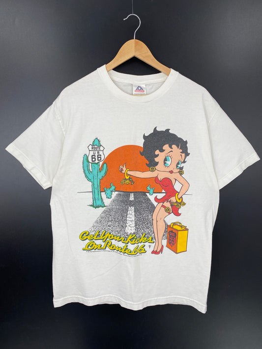 1994 BETTY BOOP ROUTE66 Size L Vintage T-Shirt / K1606