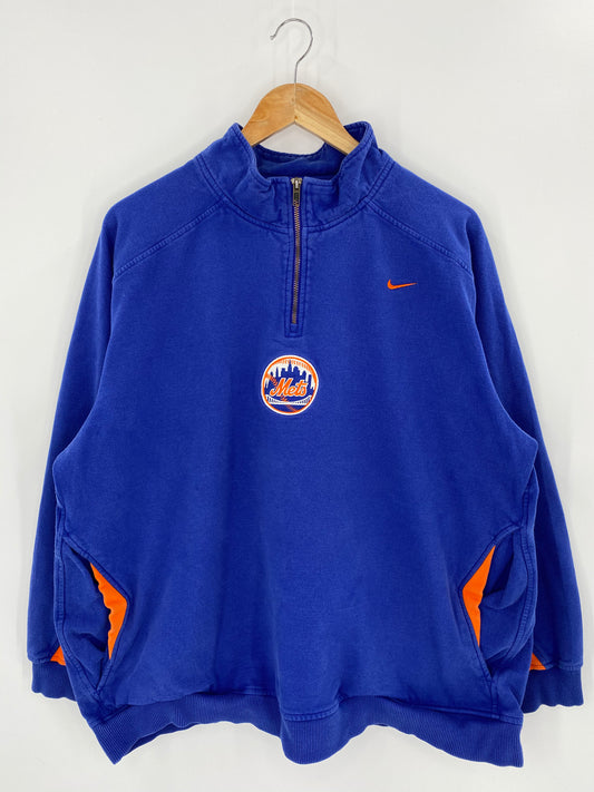 00’ NIKE Mets Size XL Vintage MLB Half-zip Sweat-shirt / 7467