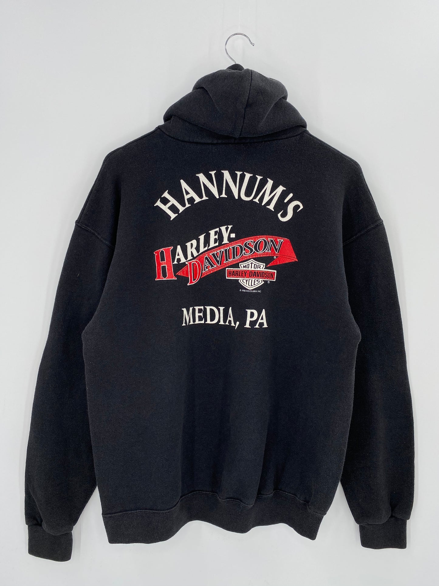 1992 Harley Davidson Made in USA Size L Vintage Hoodie Sweat-Shirt / 8645