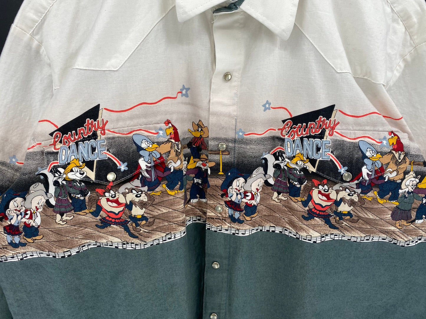 1994 LOONEY TUNES Made in USA Size XL Vintage Button Down Long Sleeve Shirt / E158