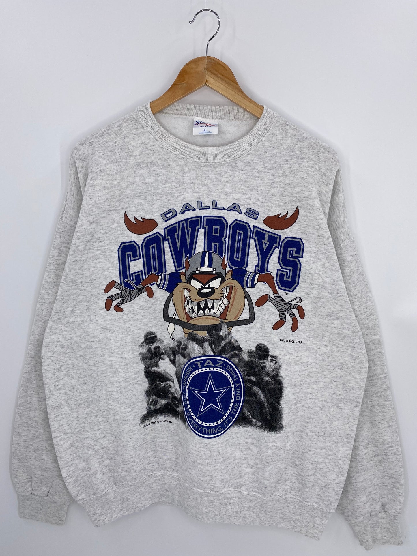 1995 Looney Tunes DALLAS COWBOYS Made in USA Size XL Vintage NFL Sweat-shirt / 6921