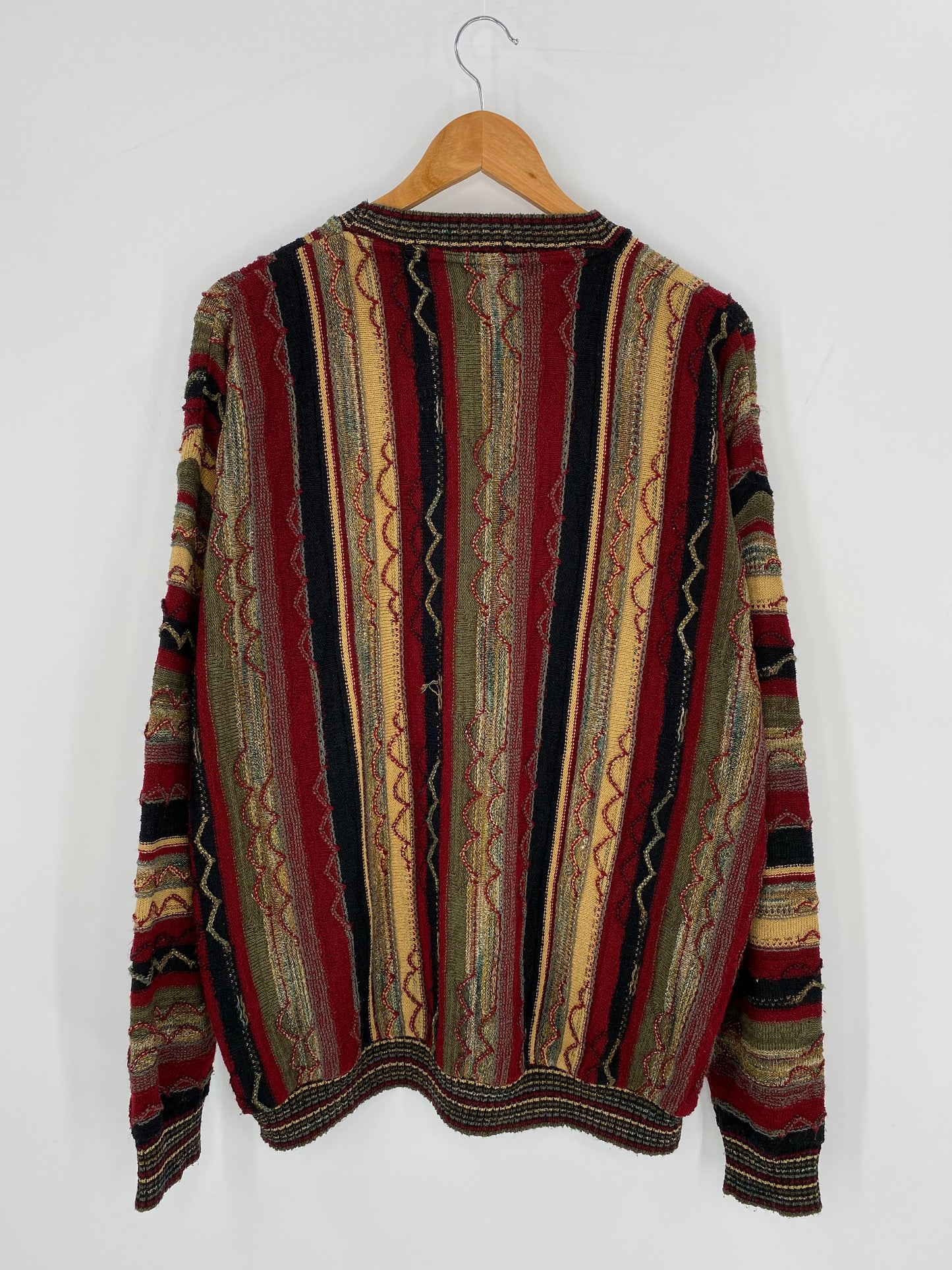 Vintage 3D Coogi-Style Made in USA Size XXL Knit Sweater / 9452