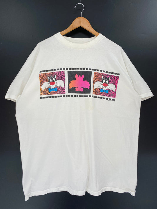 .1990 LOONEY TUNES SYLVESTER Made in USA One size (Approx.XXXL) Vintage T-Shirt / E6260T