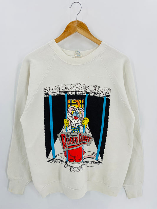 1987 Disney ROGER RABBIT Size L Vintage Sweat-shirt / 6608