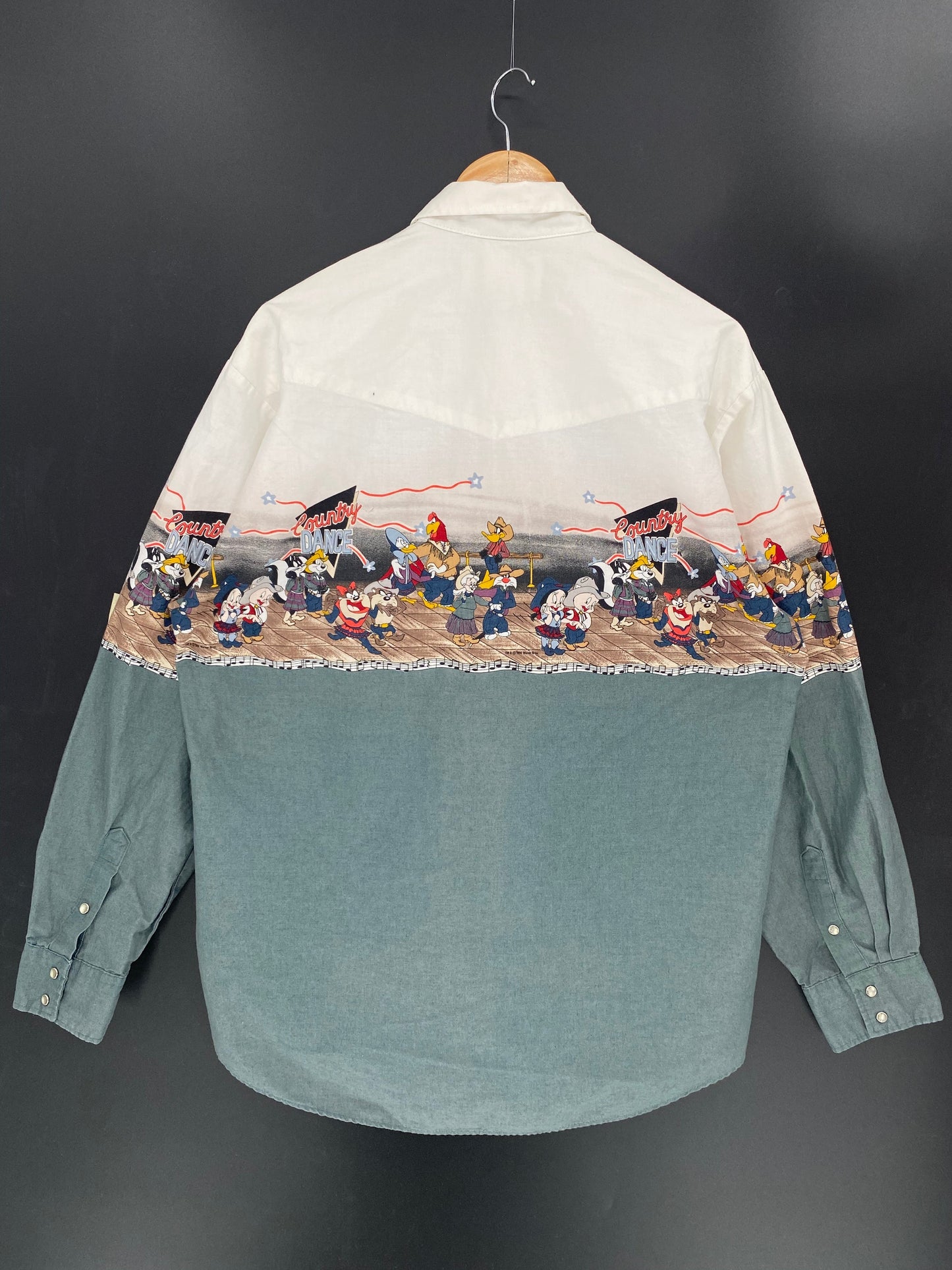 1994 LOONEY TUNES Made in USA Size XL Vintage Button Down Long Sleeve Shirt / E158