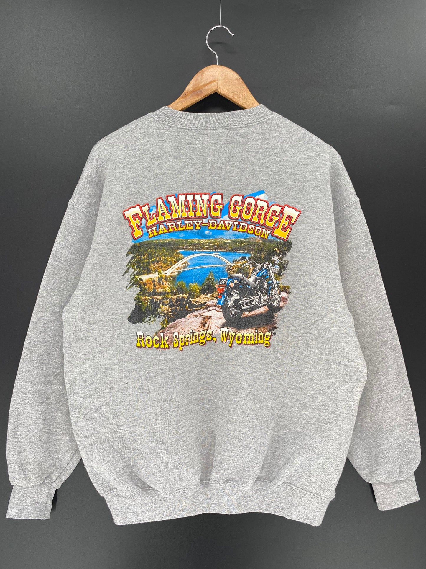 00’ HARLEY DAVIDSON FLAMING GEOGE Size L Vintage Sweat-Shirt / 9786