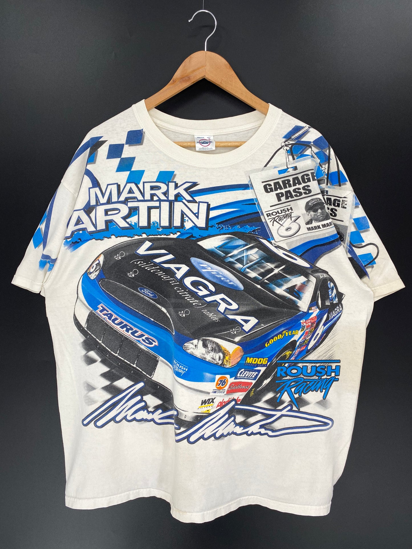 90’s ROUSH RACING MARK MARTIN Made in USA Size XL Vintage Racing T-shirt / 9459