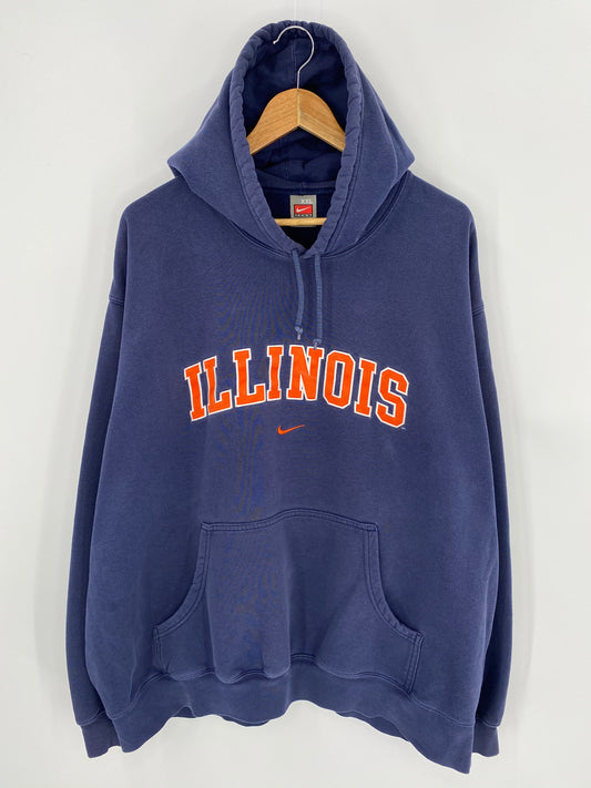 00’ NIKE ILLINOIS Size XXL Vintage Hoodie Sweat-shirt / 7360