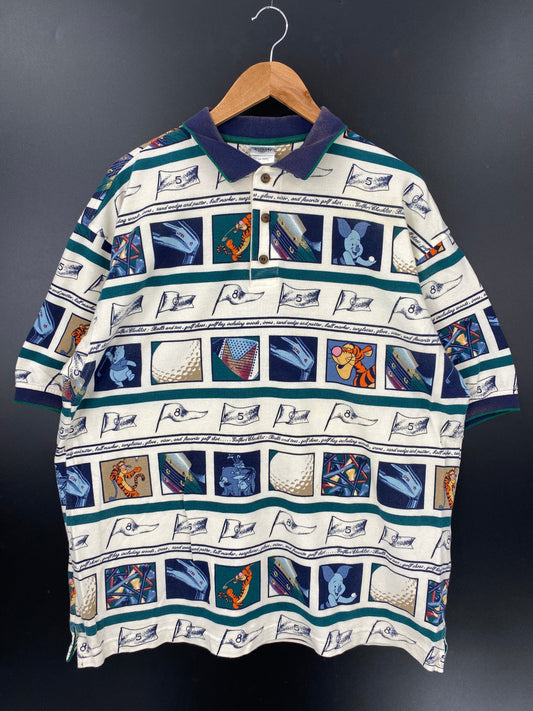 00' DISNEY POOH AND FRIENDS Size XL Vintage Polo-Shirt  / A4632