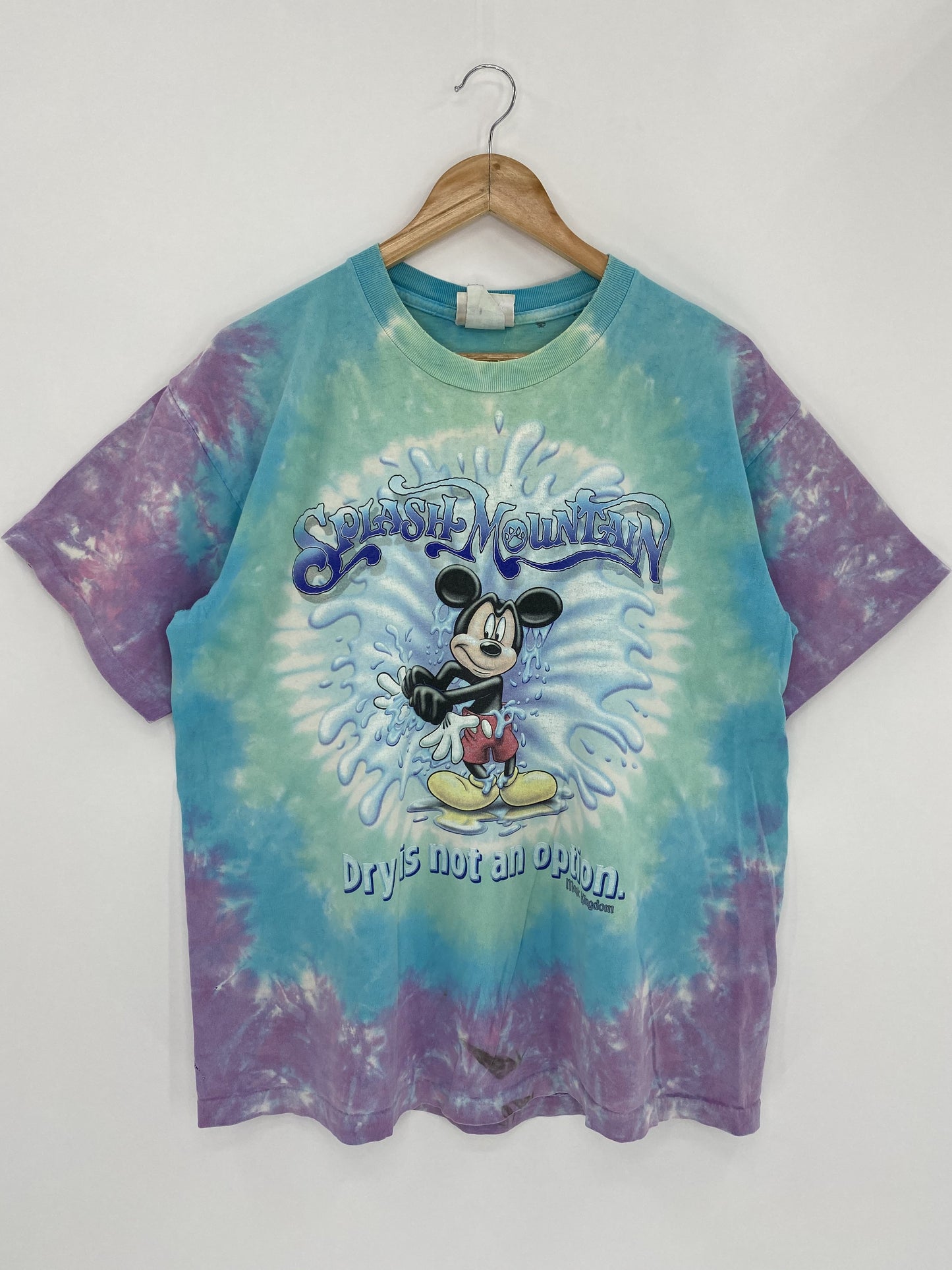 Vintage Splash Mountain Disney Mickey Made in USA Size L Damage T-Shirt / K4798