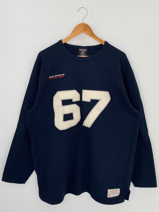 00' RALPH LAUREN POLO JEANS Size L Vintage Sweat-shirt / k386