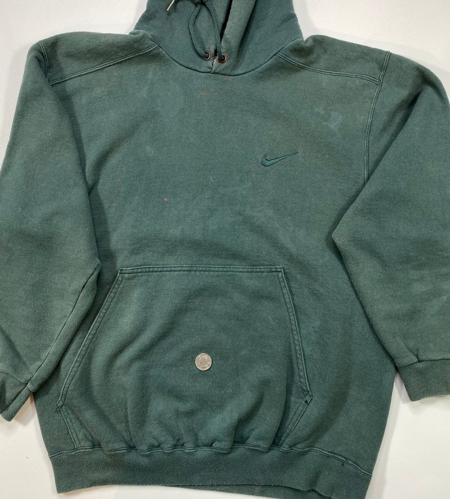 90's NIKE Faded Mini Swoosh Made in USA Size M Vintage Hoodie Sweat-shirt / 6037