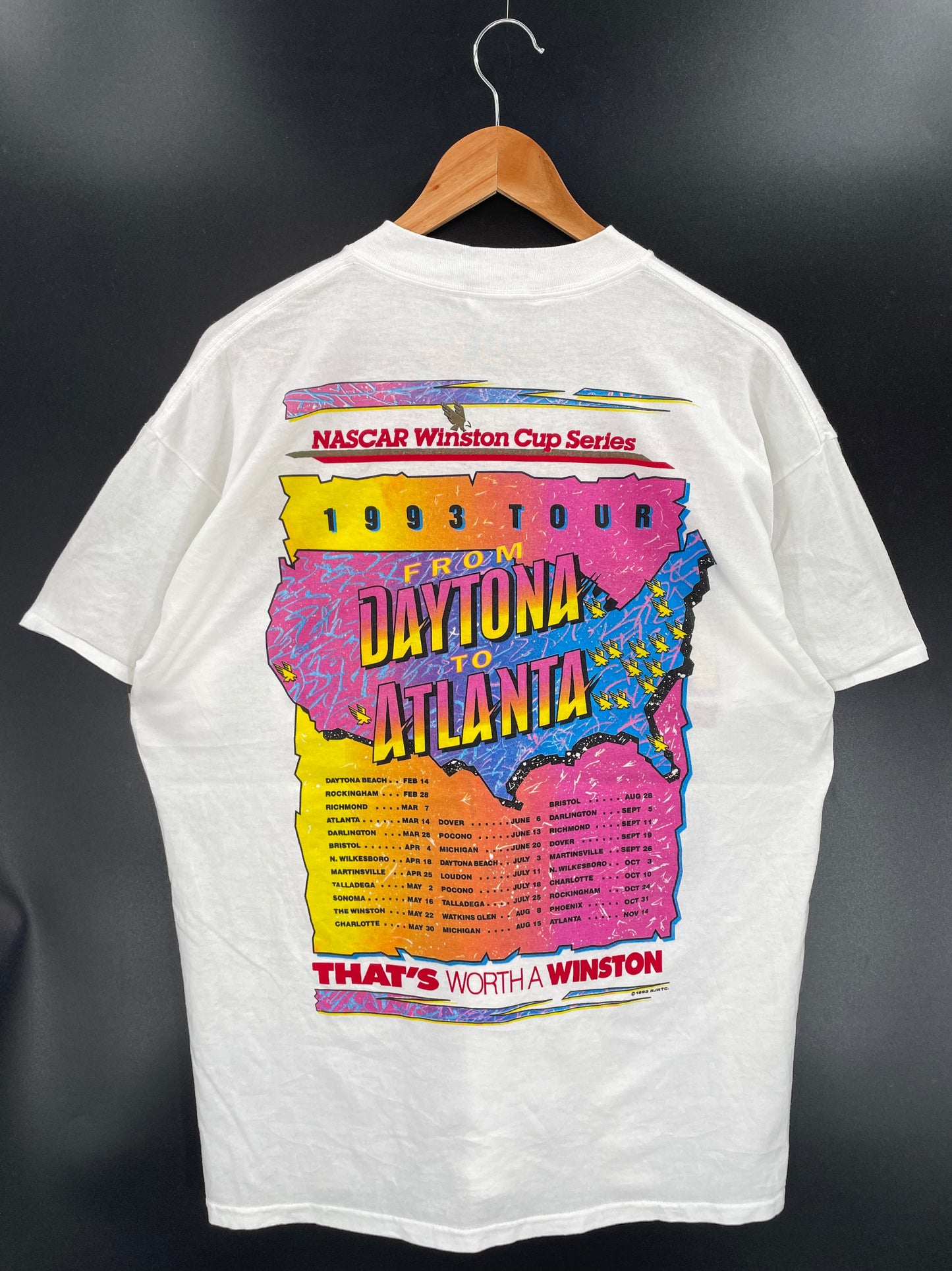 1993 NASCAR WINSTON CUP SERIES POCONO RACING Made in USA Size XL Vintage Racing T-shirt / K3350