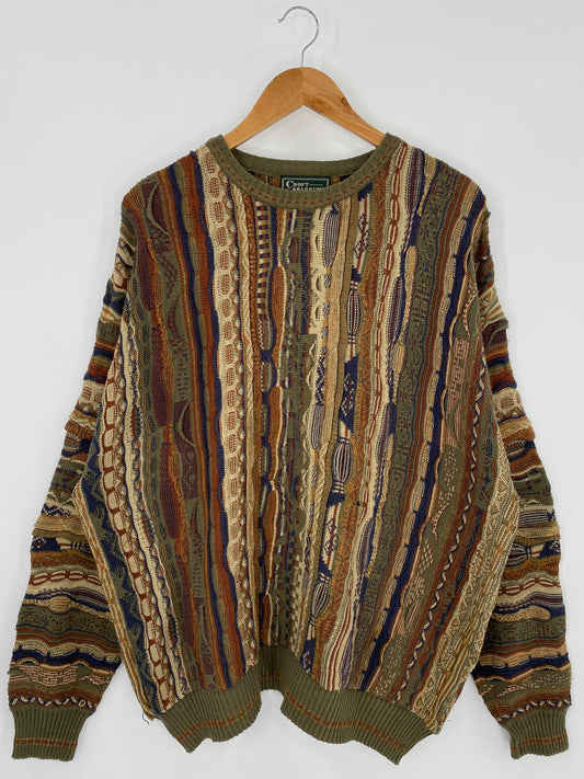 Vintage 3D Coogi-Style Size XL Knit Sweater / 9819