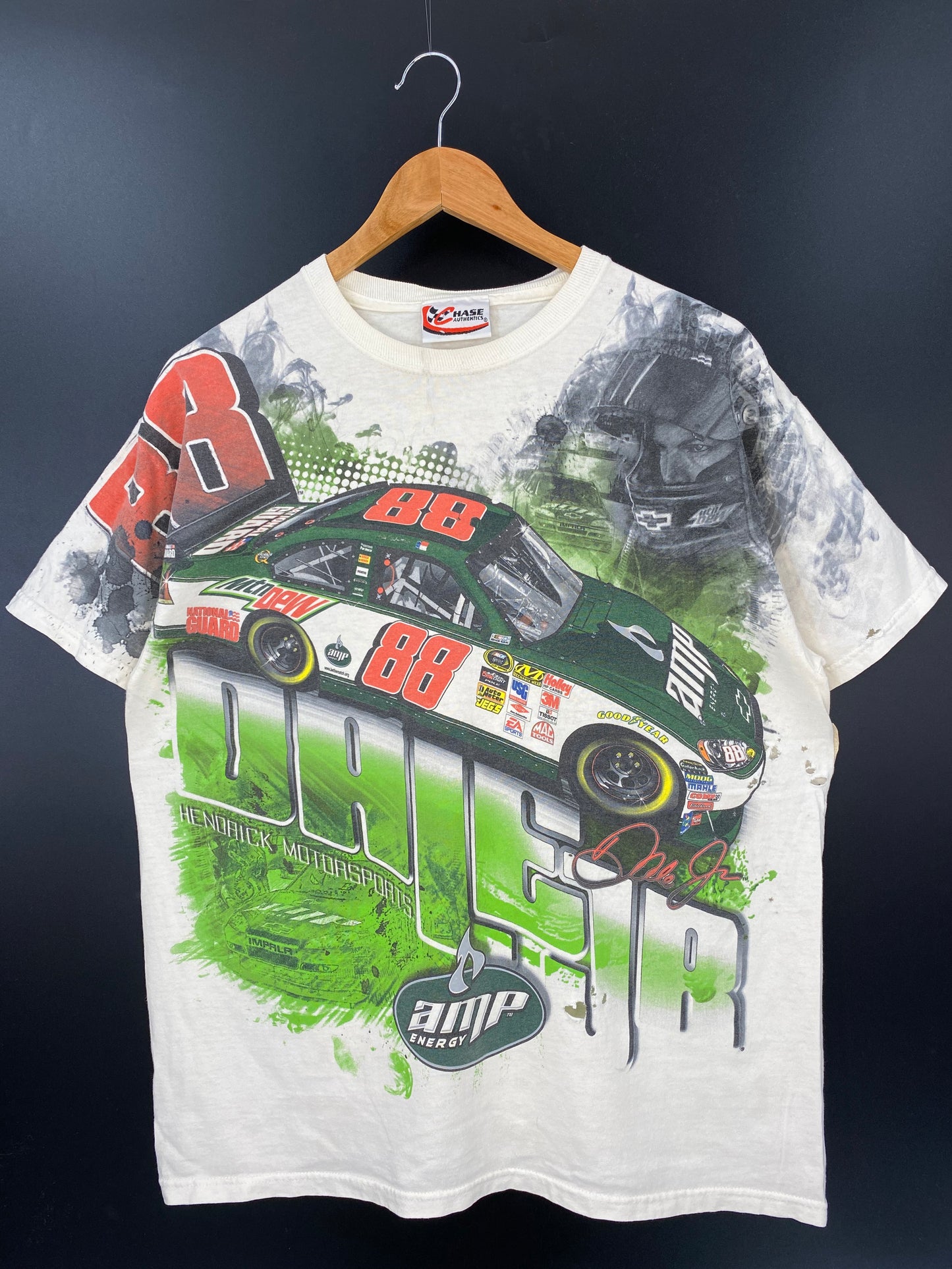 VINTAGE DALE JR. No tag (Approx. Size XL) Racing T-Shirt / K2625