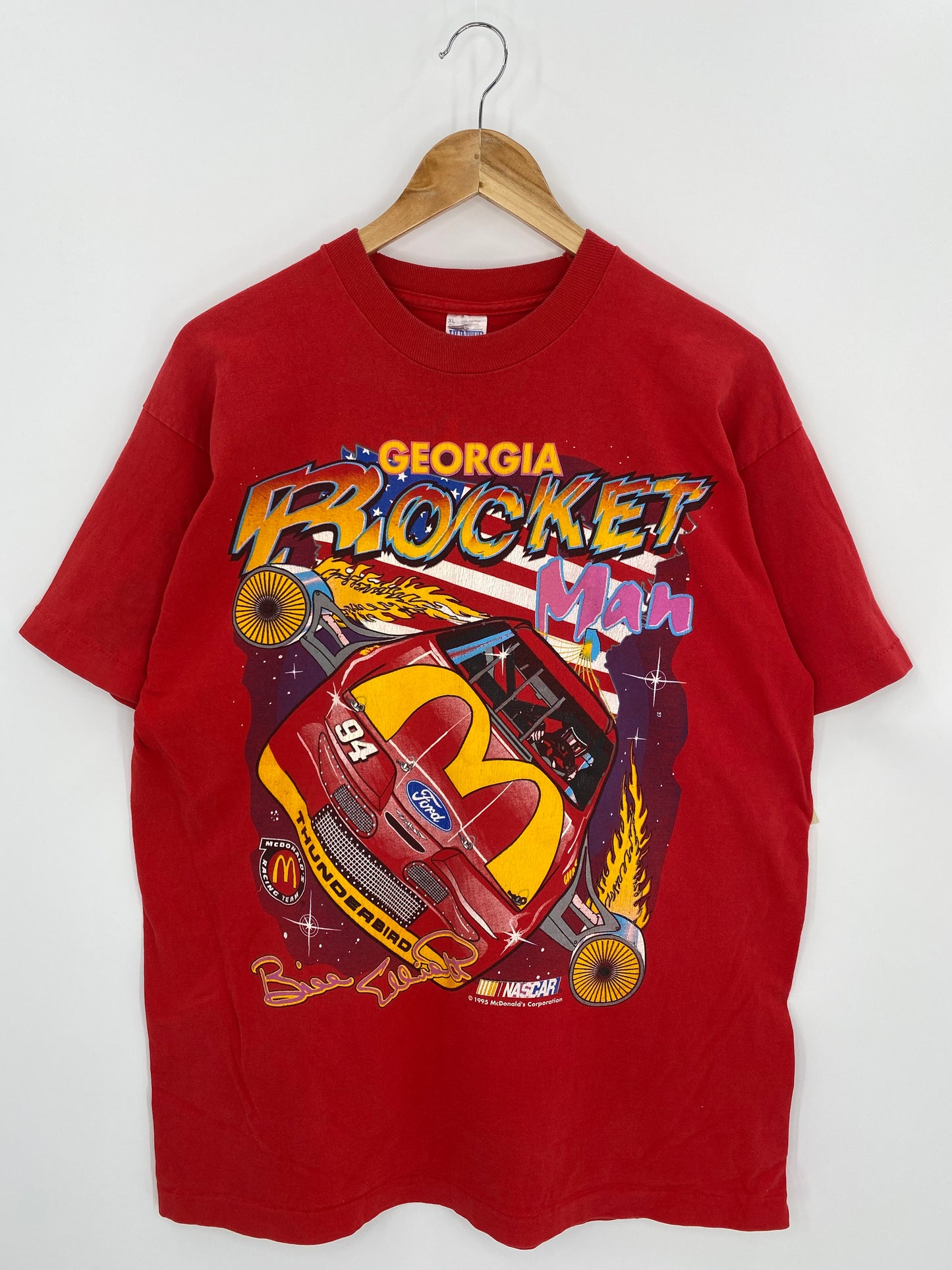 1995 Mcdonald NASCAR Made in USA Size XL Vintage Racing T-shirt / 6853