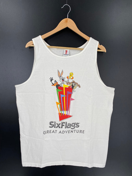 .1999 SIX FLAGS x LOONEY TUNES Made in USA Size XL Vintage Tank-Top / E5713T