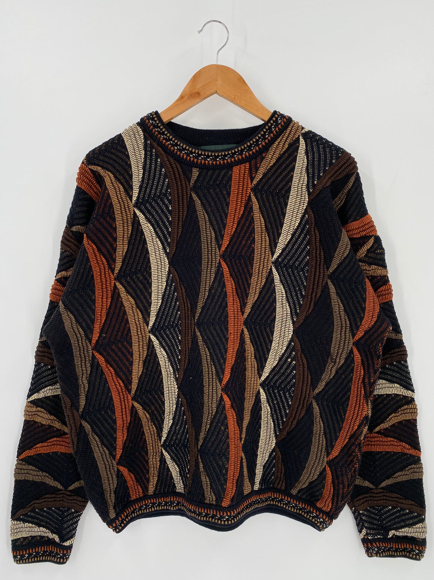 Vintage 3D Coogi-Style Size XL Knit Sweater / 9775