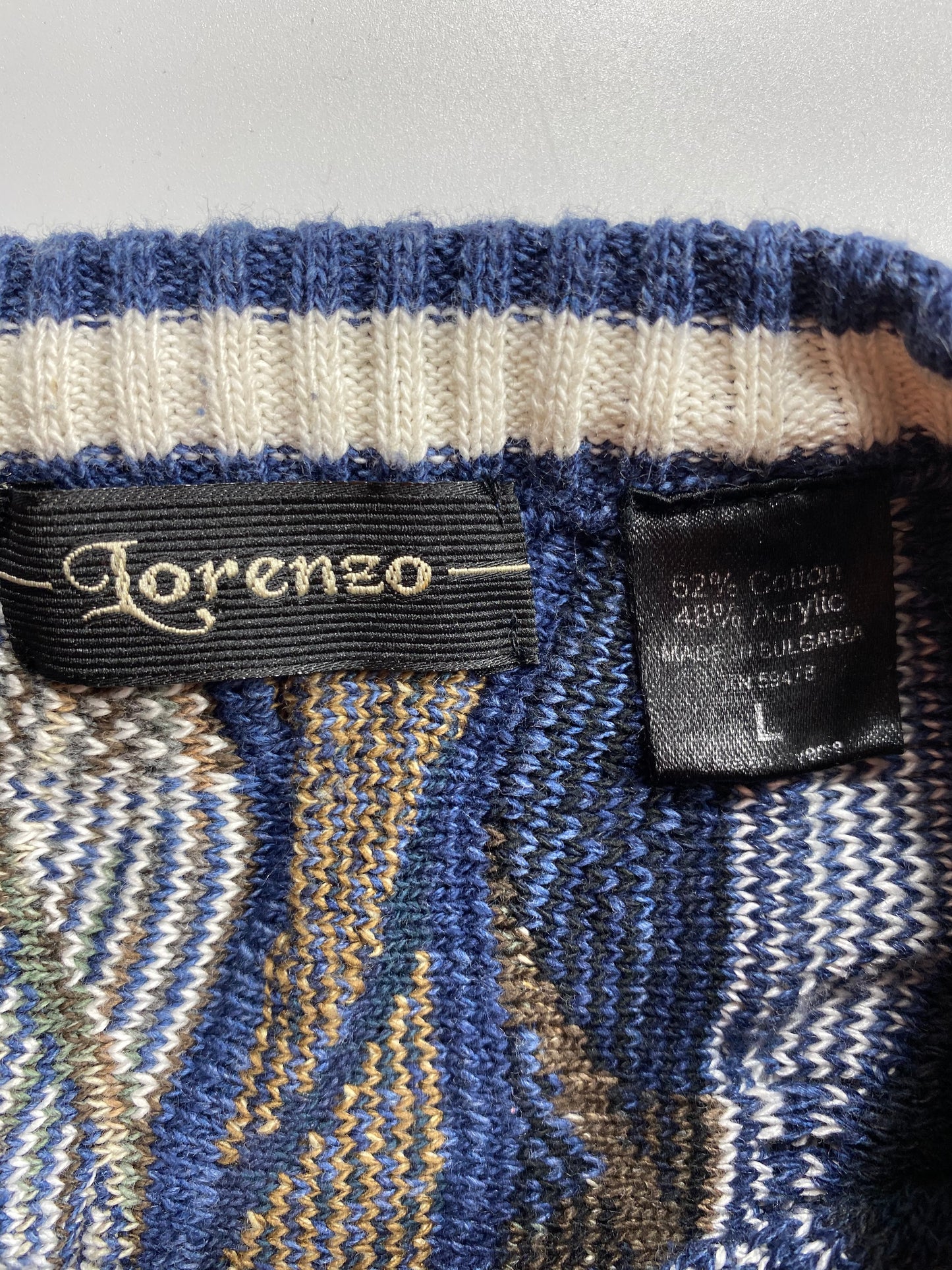 Vintage 3D Coogi-Style Size L Knit Sweater / 7039