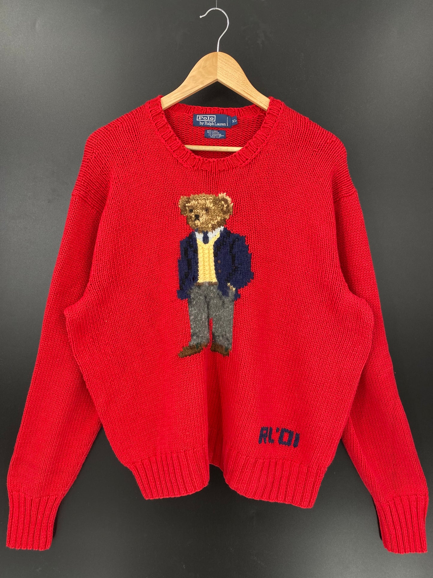 01’ POLO Bear RALPH LAUREN Size Ladies XL Vintage Knit Sweater / K2882