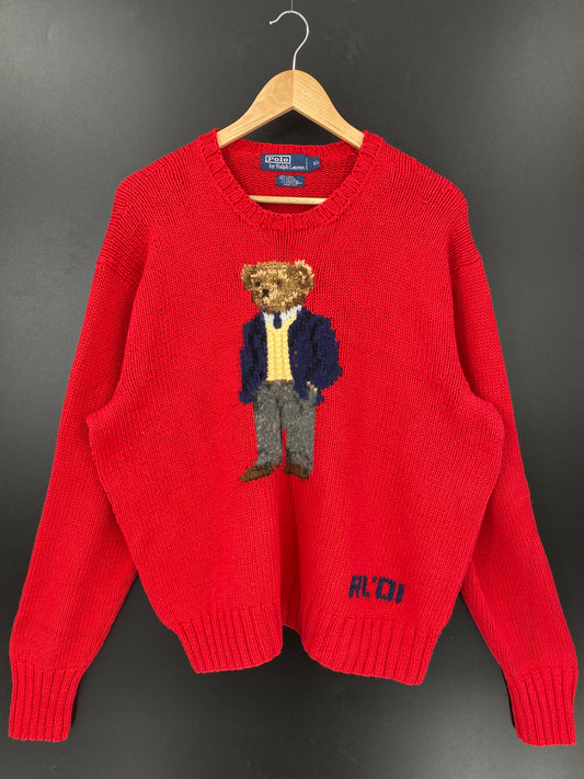 01’ POLO Bear RALPH LAUREN Size Ladies XL Vintage Knit Sweater / K2882