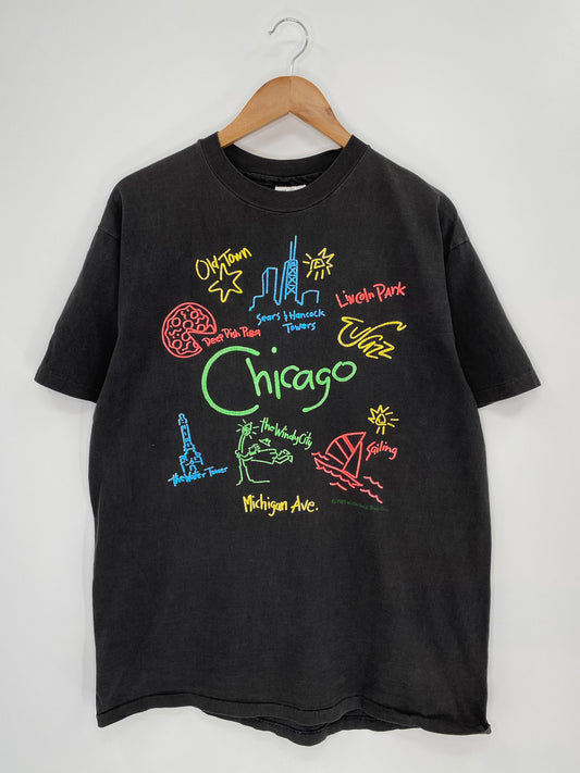 1989 CHICAGO Size XL Vintage T-shirt / K8315