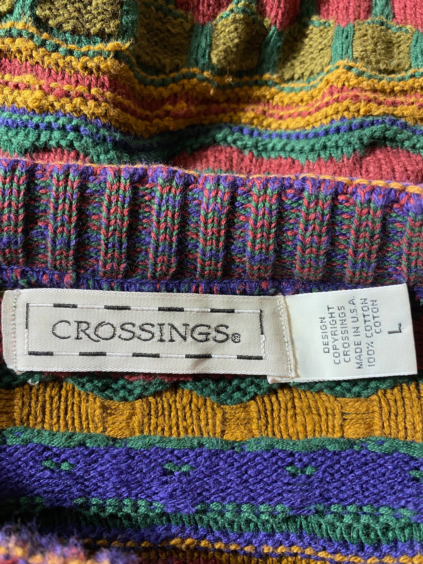 Vintage 3D COOGI- Style Made in USA Size L Knit Sweater / K3866