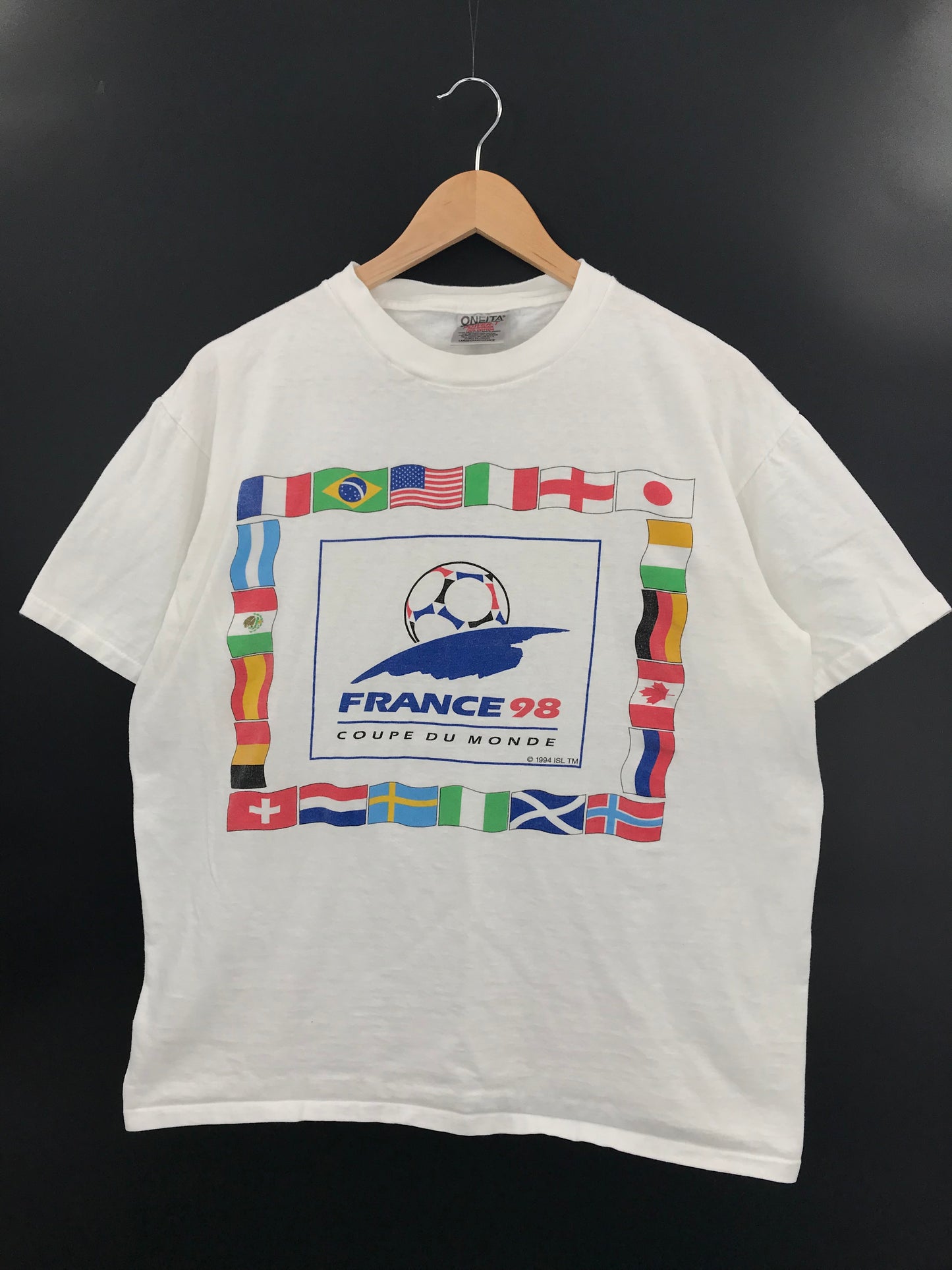 1998 WORLD FRANCE Size L Vintage T-Shirt / K1921
