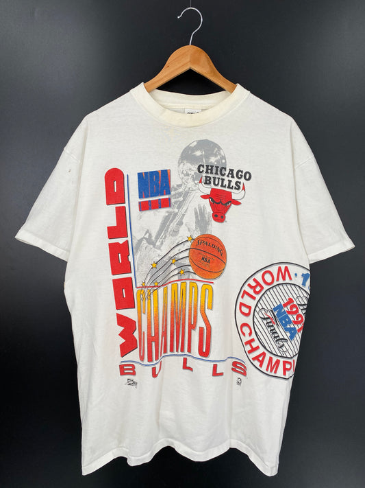 1991’ CHICAGO BULLS  Made in USA Size XL Vintage NBA T- Shirt / K2380