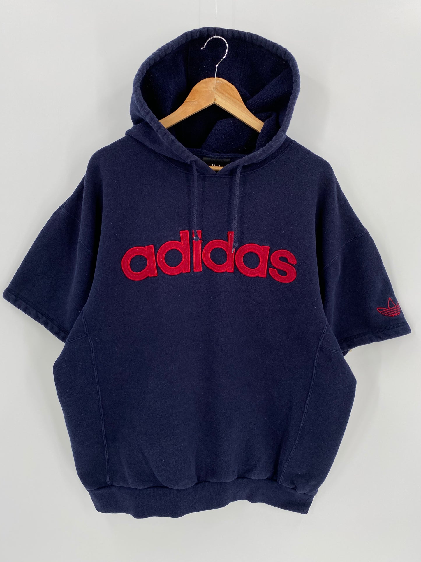 90’s ADIDAS Size XL Vintage Short Sleeve Hoodie Sweat-shirt / 6706