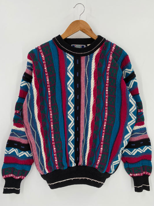 Vintage 3D Coogi-Style Size M Knit Sweater / 9778