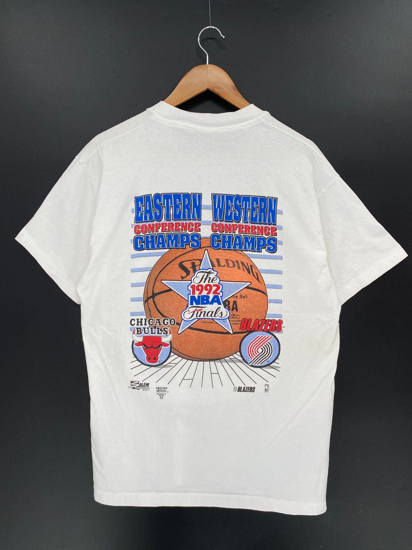 1992 BLAZERS x CHICAGO BULLS FINAL Made in USA Size XL Vintage NBA T-shirt / 9384