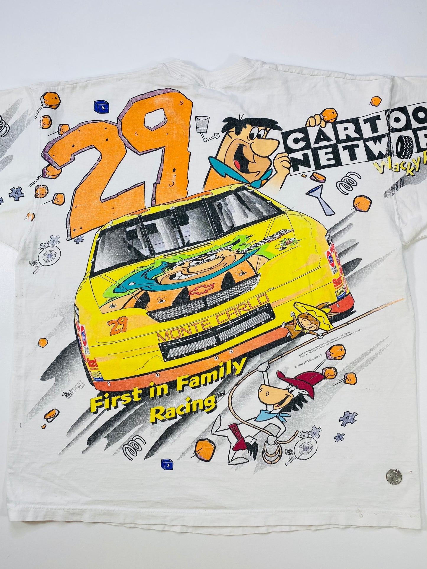 90’s The Flintstones  Made in USA Size XXL Vintage Racing T-shirts / 6276