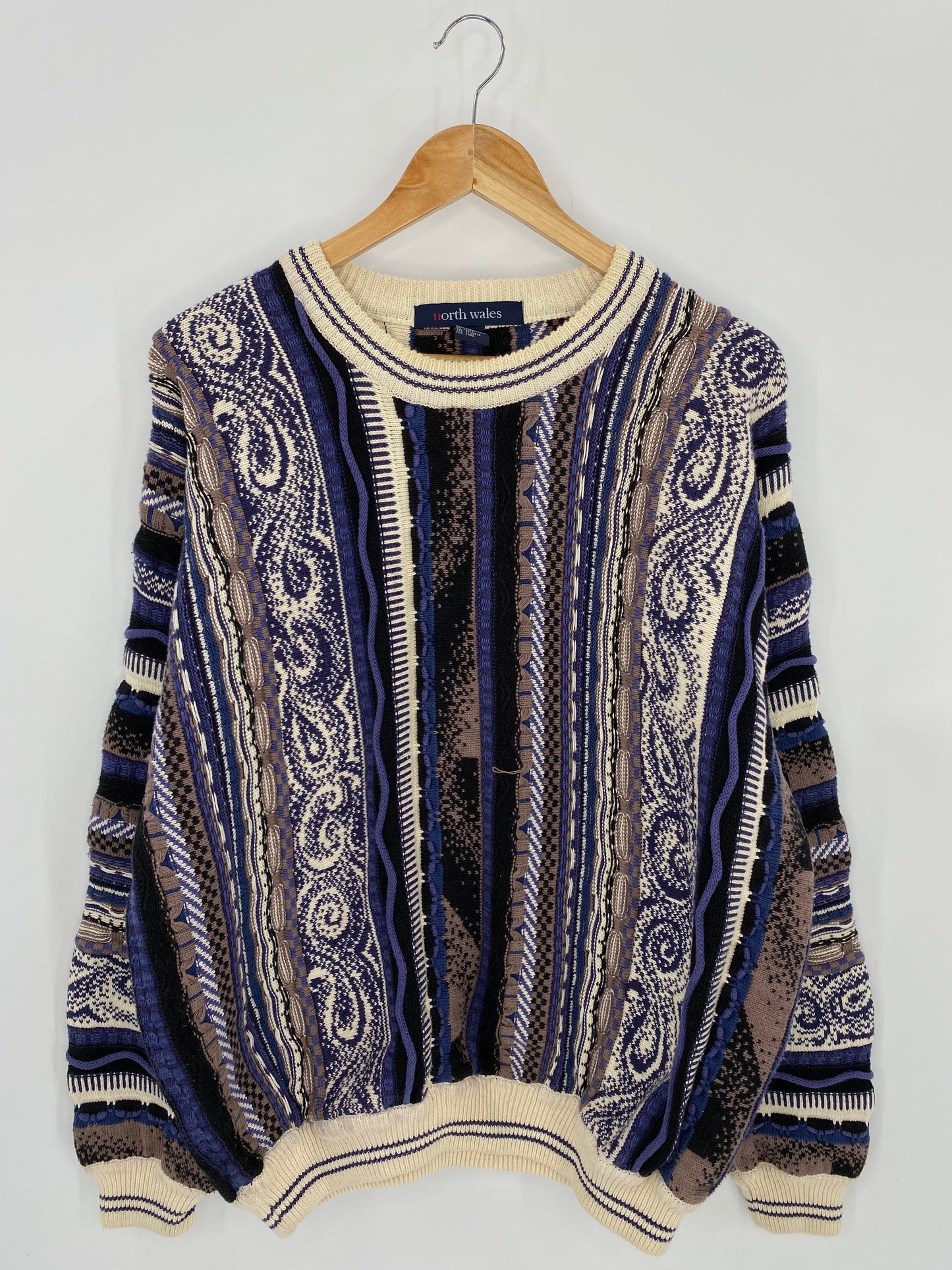 Vintage 3D Coogi-Style Size XXL Knit Sweater / 7045