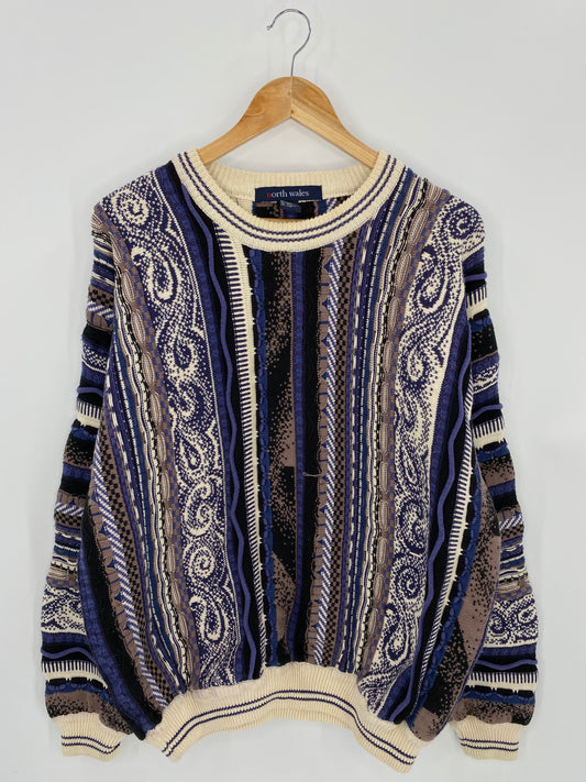 Vintage 3D Coogi-Style Size XXL Knit Sweater / 7045
