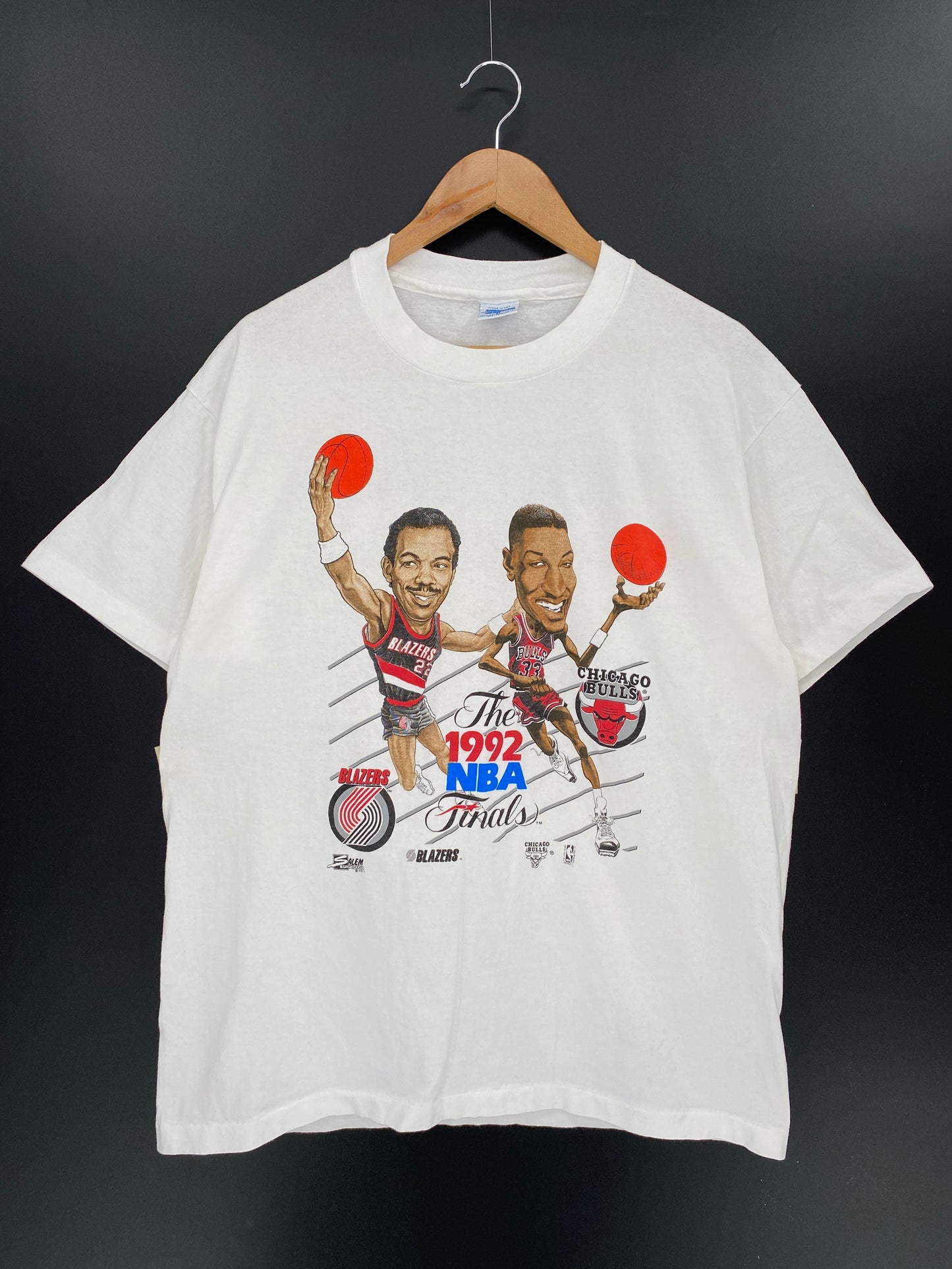 1992 BLAZERS x CHICAGO BULLS FINAL Made in USA Size XL Vintage NBA T-shirt / 9384