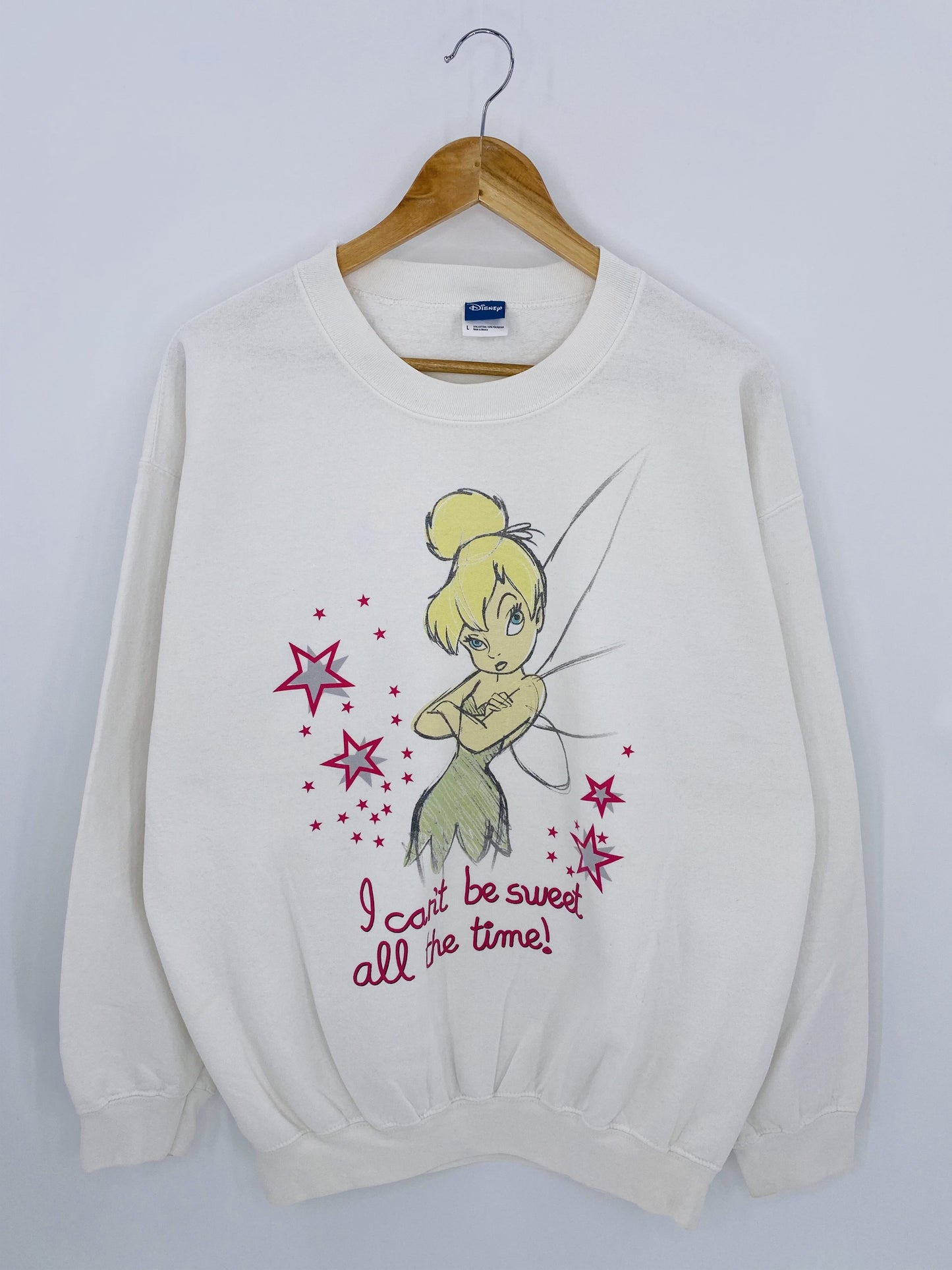 00' DISNEY PETER PAN TINKER BELL Size L Vintage Sweat-shirt / K5648