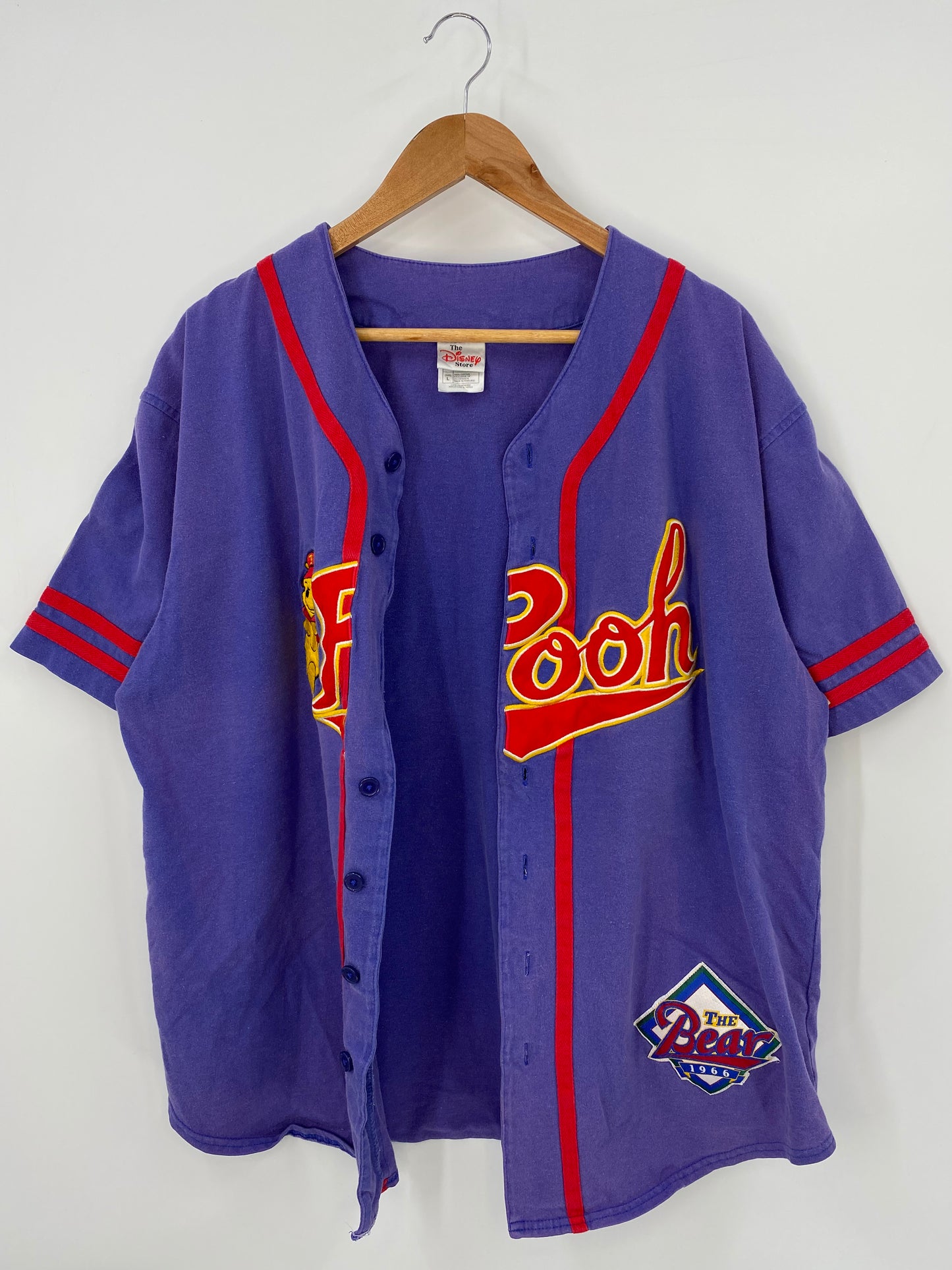 00' WINNIE THE POOH Size L Vintage DOWN BUTTON T-Shirts / K3830