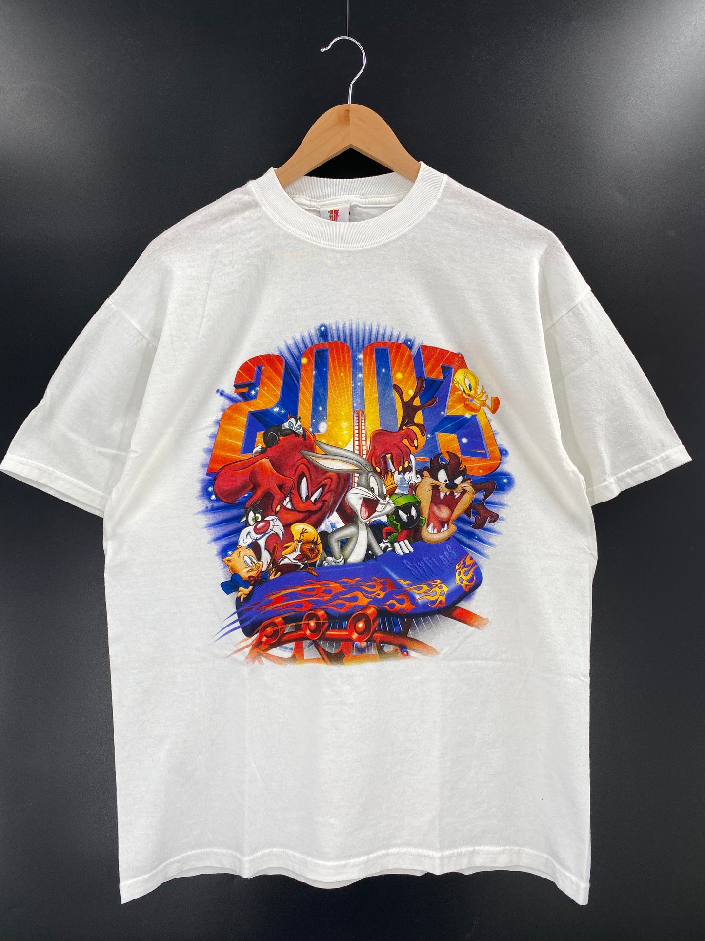 2003' SIX FLAG LOONEY TUNES Made in USA Size L Vintage T-Shirts / K3593