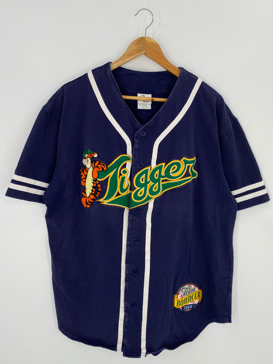 00’ DISNEY TIGGER Size L Vintage Button Down Short Sleeve Shirt / 9004