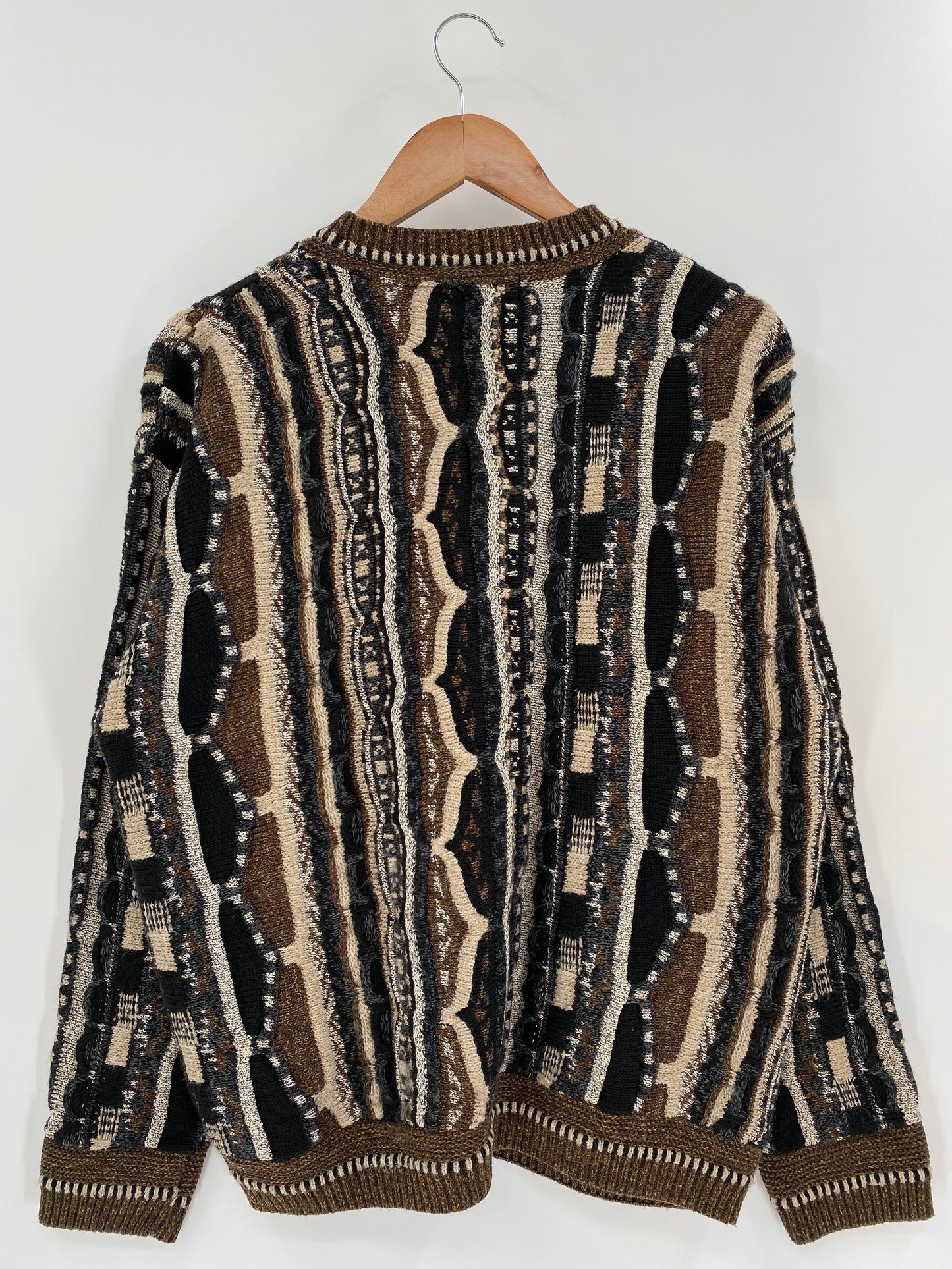 Vintage 3D Coogi-Style Made in USA Size XL Knit Sweater / 9636