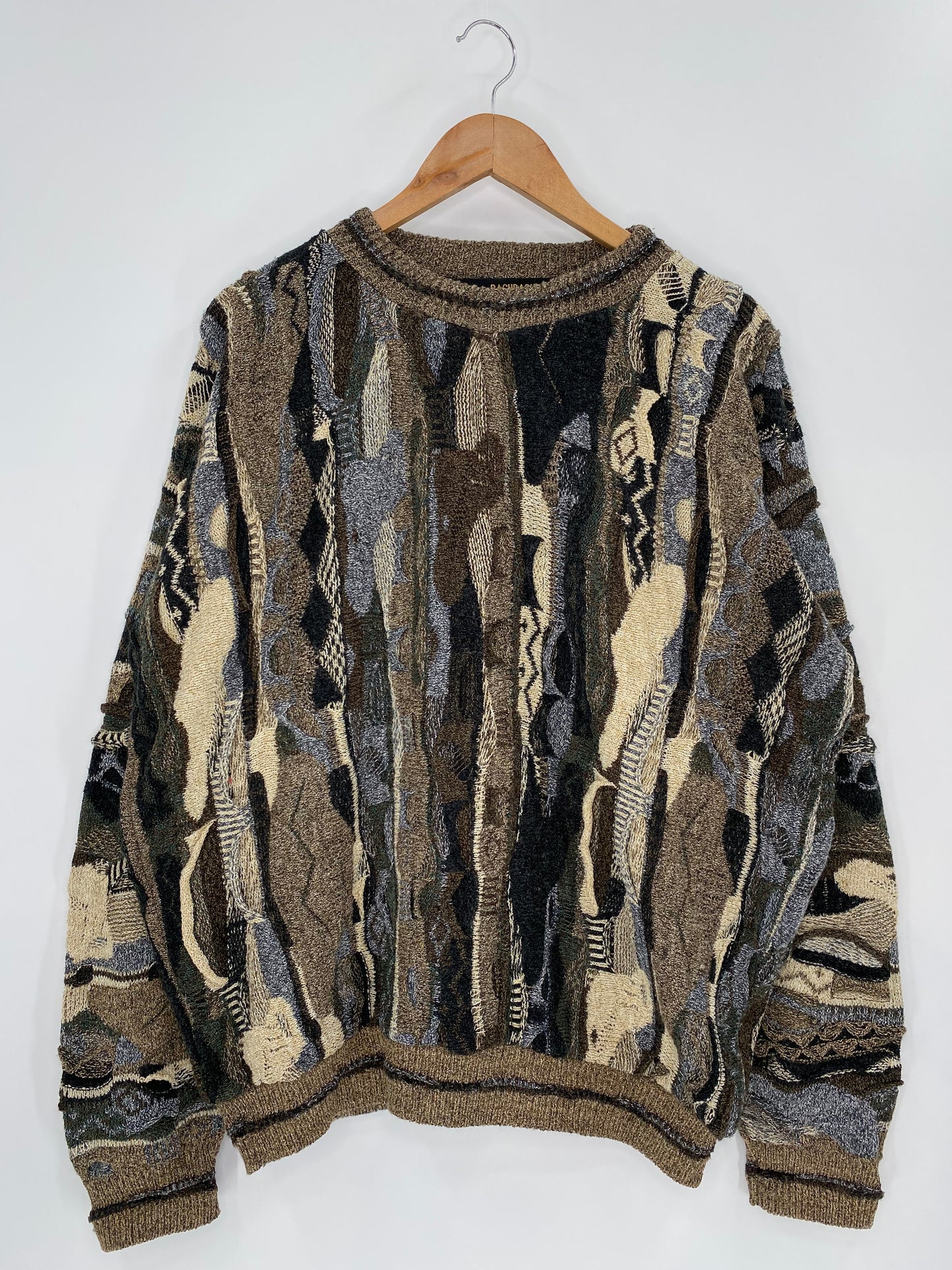 Vintage 3D Coogi-Style Made in USA Size XL Knit Sweater / 9640