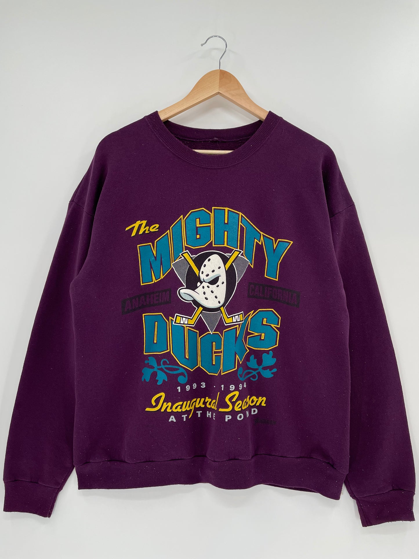 1994 MIGHTY DUCKS Size No Tag (Approx.L) Vintage NHL Sweat-shirt / K1440