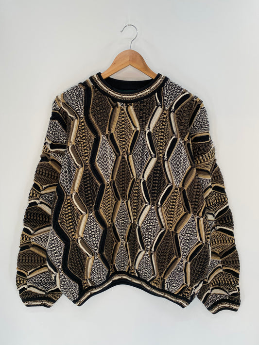 Vintage 3D Coogi-Style Size XL Knit Sweater / 8983